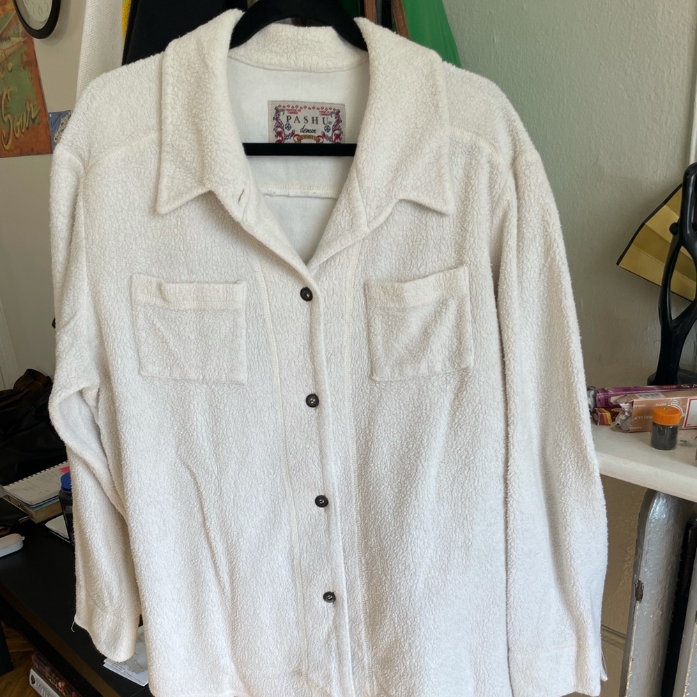 White Sherpa shacket